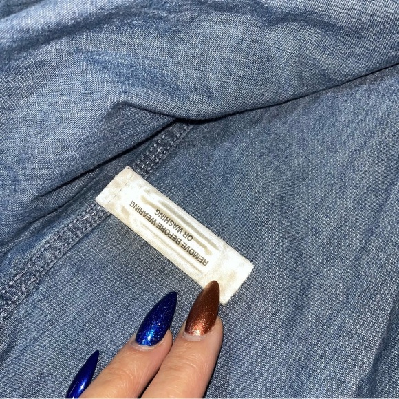 Levi's Blue Jean Denim‎ Long Sleeve Button Down Shirt Cotton Classic Plus Size - Picture 12 of 13